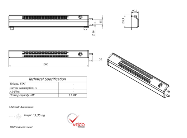 Convector without fan